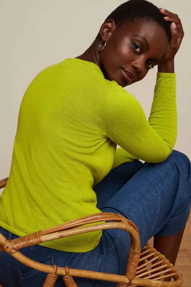 King Louie Vesten<Cardi Roundneck Cocoon Citronelle Yellow