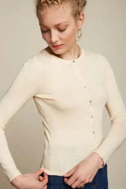 King Louie Vesten<Cardi Roundneck Cocoon Cream