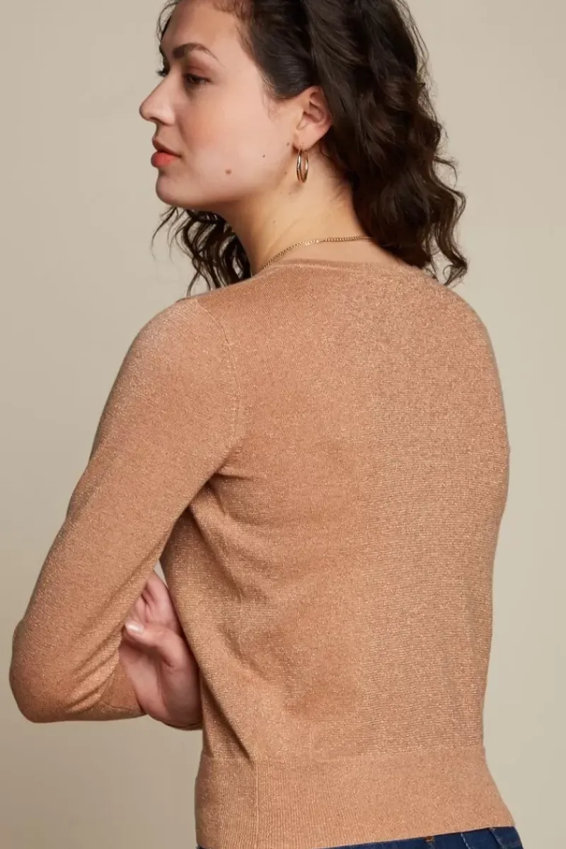 King Louie Vesten<Cardi Roundneck Organic Lapis Dusty Coral