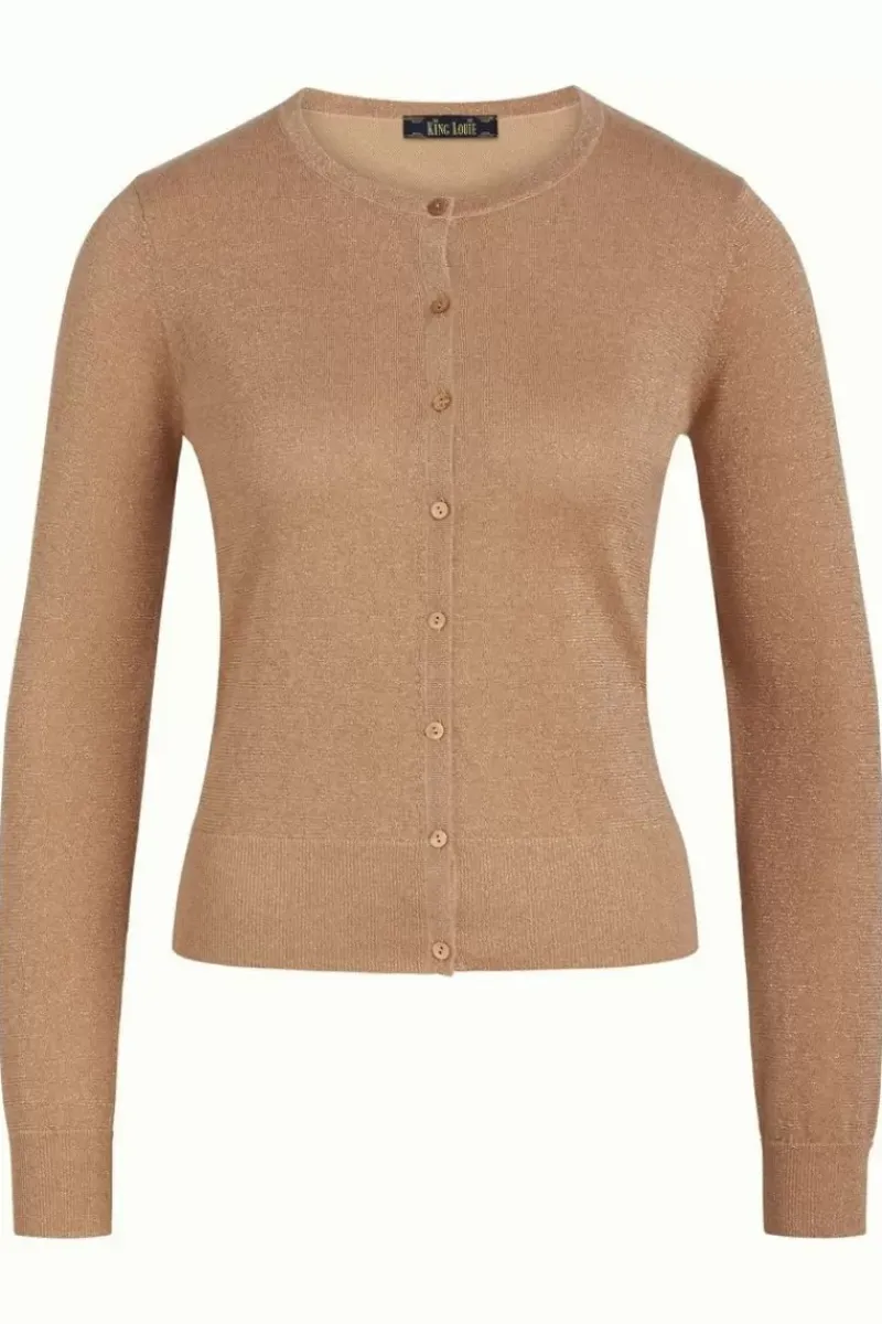 King Louie Vesten<Cardi Roundneck Organic Lapis Dusty Coral