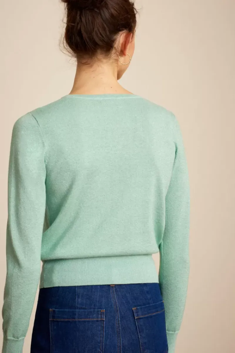 King Louie Vesten<Cardi Roundneck Organic Lapis Foam Green