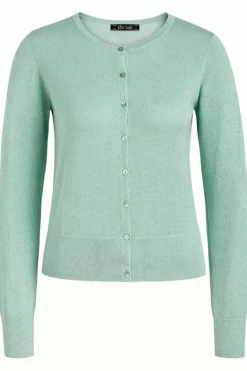 King Louie Vesten<Cardi Roundneck Organic Lapis Foam Green