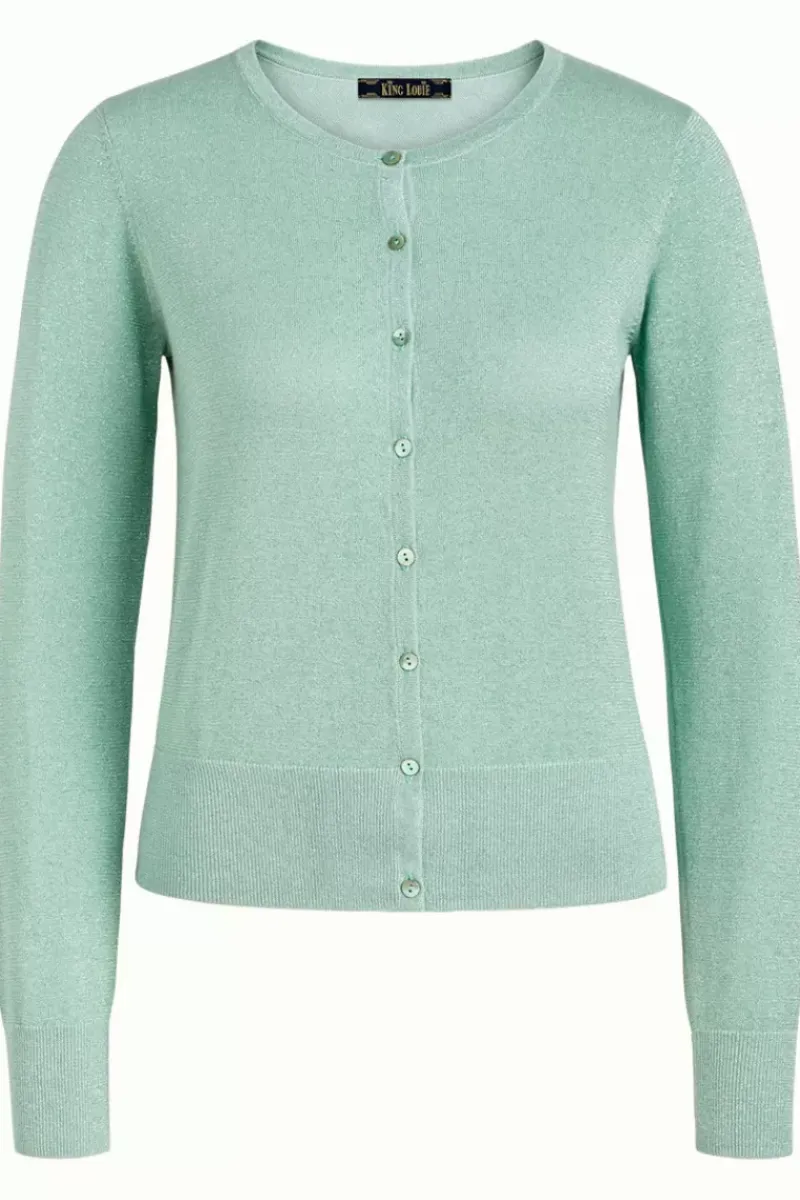 King Louie Vesten<Cardi Roundneck Organic Lapis Foam Green