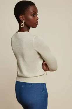 King Louie Vesten<Cardi Roundneck Organic Lapis Cream