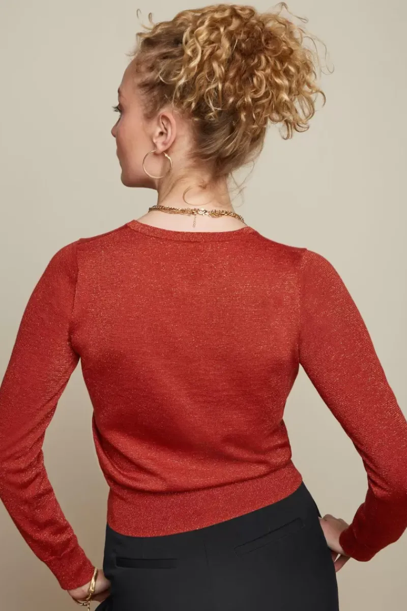 King Louie Vesten<Cardi Roundneck Organic Lapis Sienna Red
