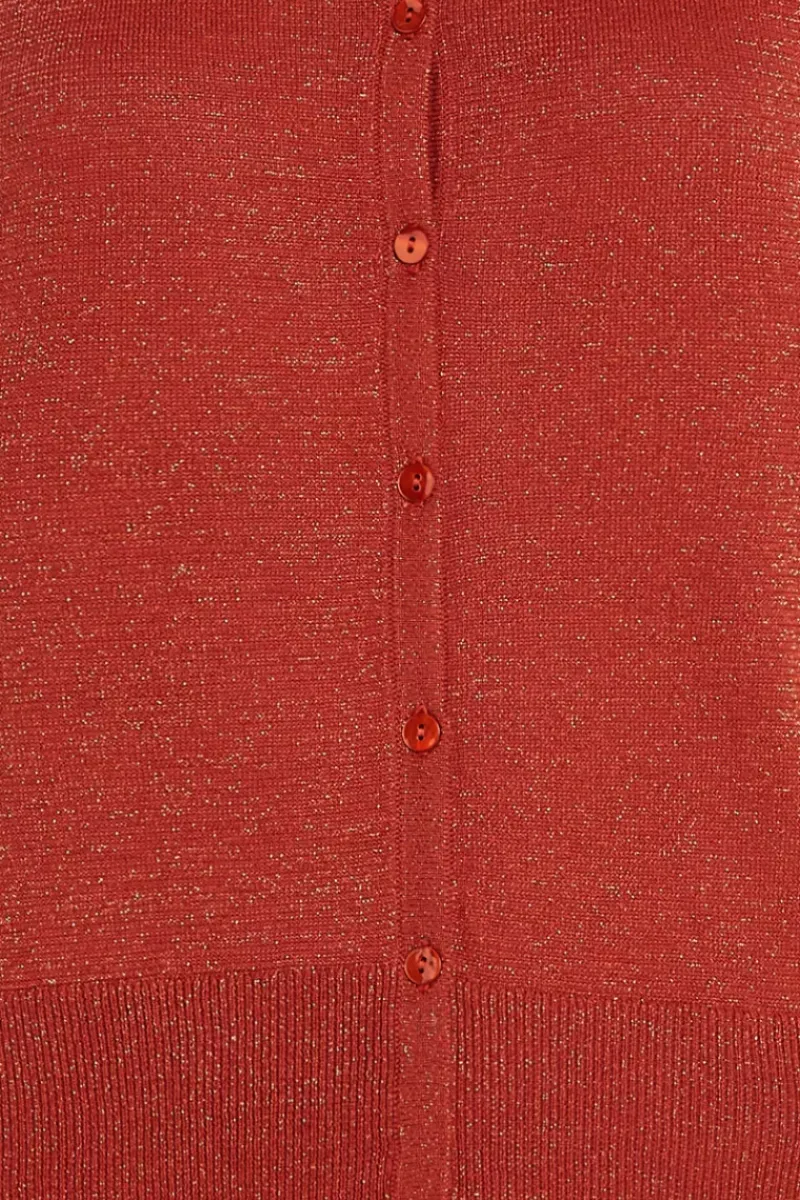 King Louie Vesten<Cardi Roundneck Organic Lapis Sienna Red