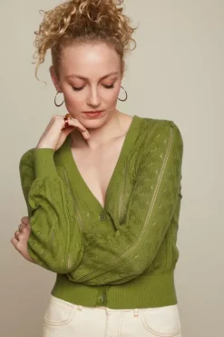 King Louie Vesten<Cardi V Bell Sleeve Herrero Woodbine Green