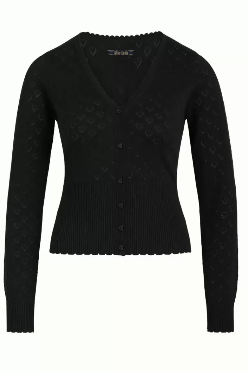 King Louie Vesten<Cardi V Heart Ajour Black