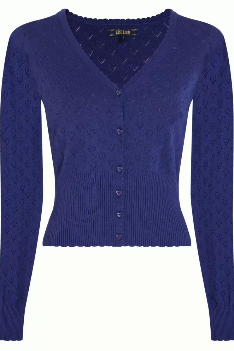 King Louie Vesten<Cardi V Heart Ajour Bci Dazzling Blue