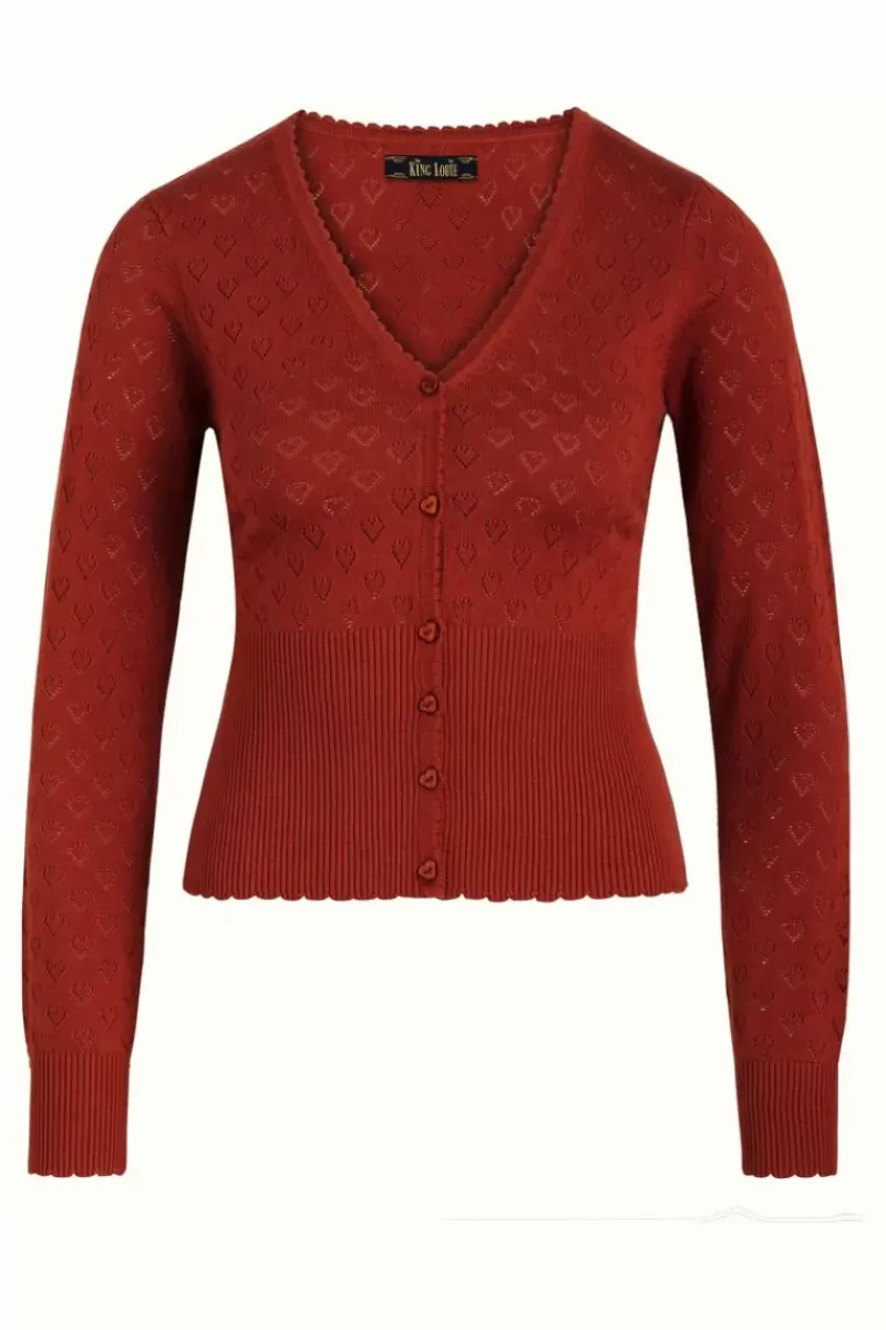 King Louie Vesten<Cardi V Heart Ajour Bci Spicy Brown