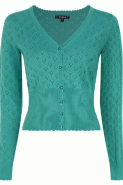 King Louie Vesten<Cardi V Heart Ajour Bci Aqua Green