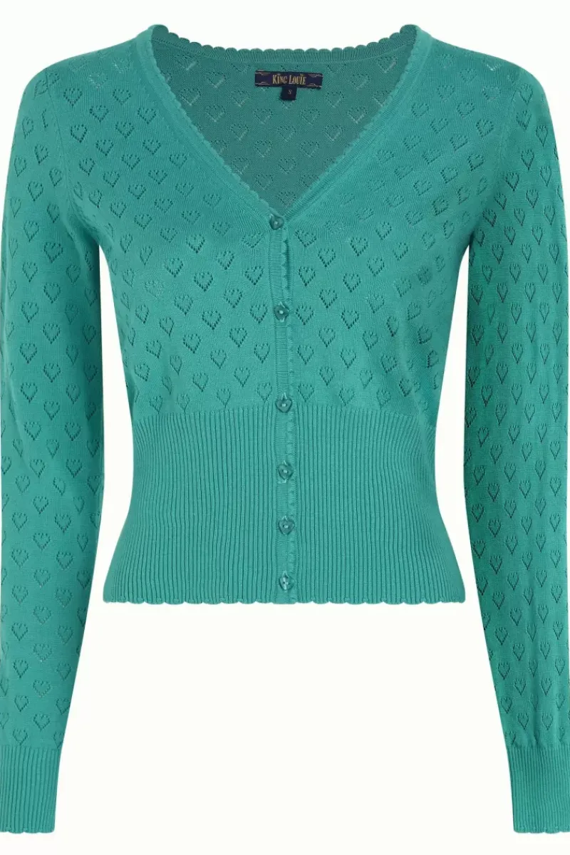 King Louie Vesten<Cardi V Heart Ajour Bci Aqua Green