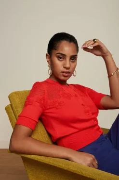 King Louie Vesten<Cardi Yoke Bonet Red