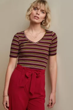 King Louie Tops & Shirts<Carice V Top Brunelli Stripe Rio Red