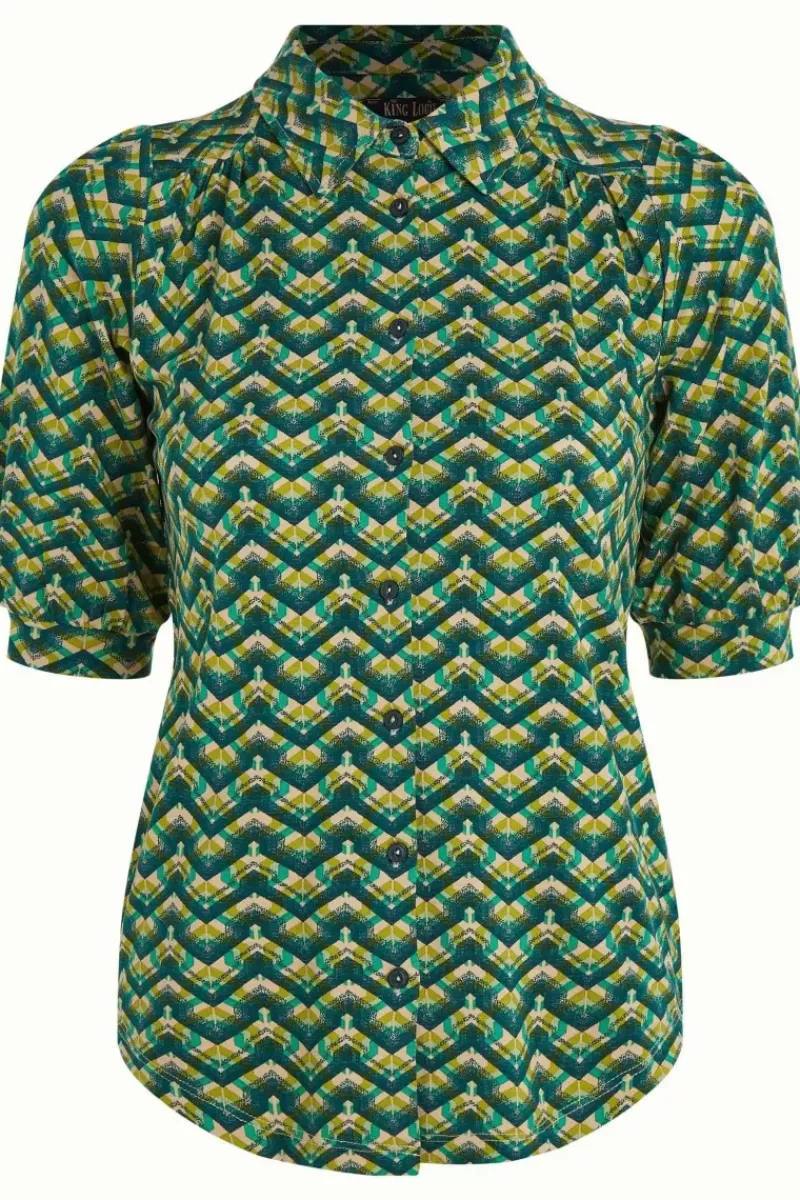 King Louie Blouses<Carina Blouse Brazza Jasper Green