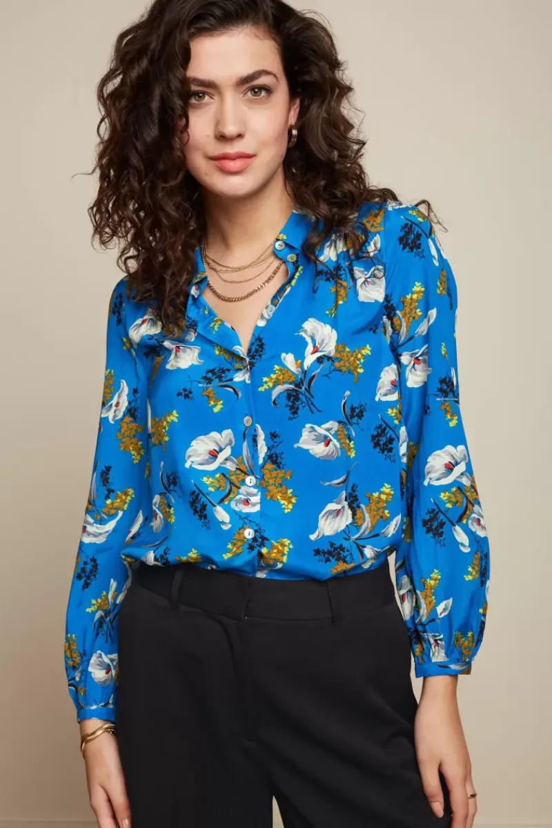 King Louie Blouses<Carina Blouse Cubanelle Madeira Blue