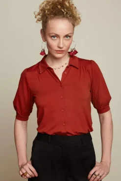 King Louie Blouses<Carina Blouse Ecovero Light Sienna Red