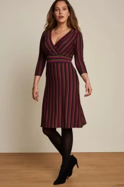 King Louie Jurken<Cecil Dress Prosecco Stripe Magenta Purple
