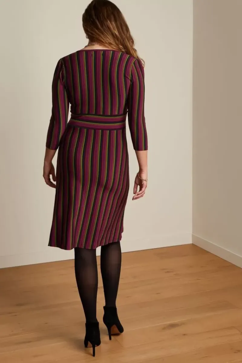 King Louie Jurken<Cecil Dress Prosecco Stripe Magenta Purple