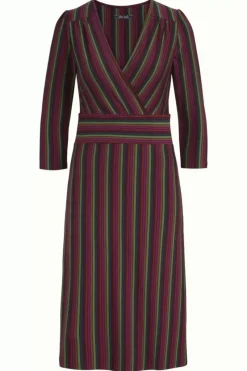 King Louie Jurken<Cecil Dress Prosecco Stripe Magenta Purple
