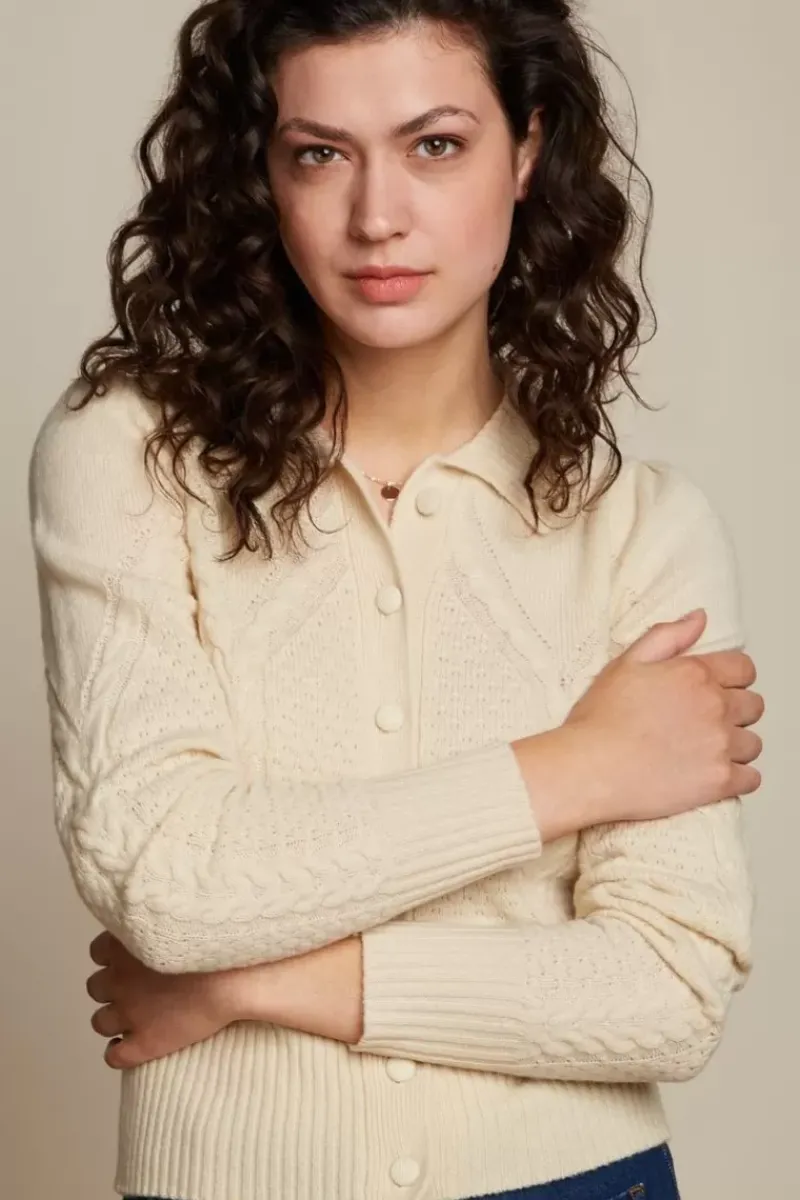King Louie Vesten<Collar Cardigan Ornella Cream
