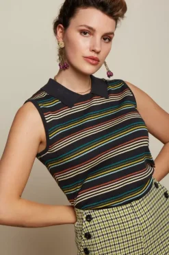 King Louie Tops & Shirts<Collar Top Riera Stripe Black