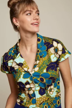 King Louie Blouses<Darcy Blouse Selena Deep Blue