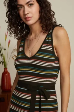 King Louie Jurken<Deep V Knit Dress Riera Stripe Black