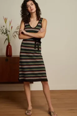 King Louie Jurken<Deep V Knit Dress Riera Stripe Black