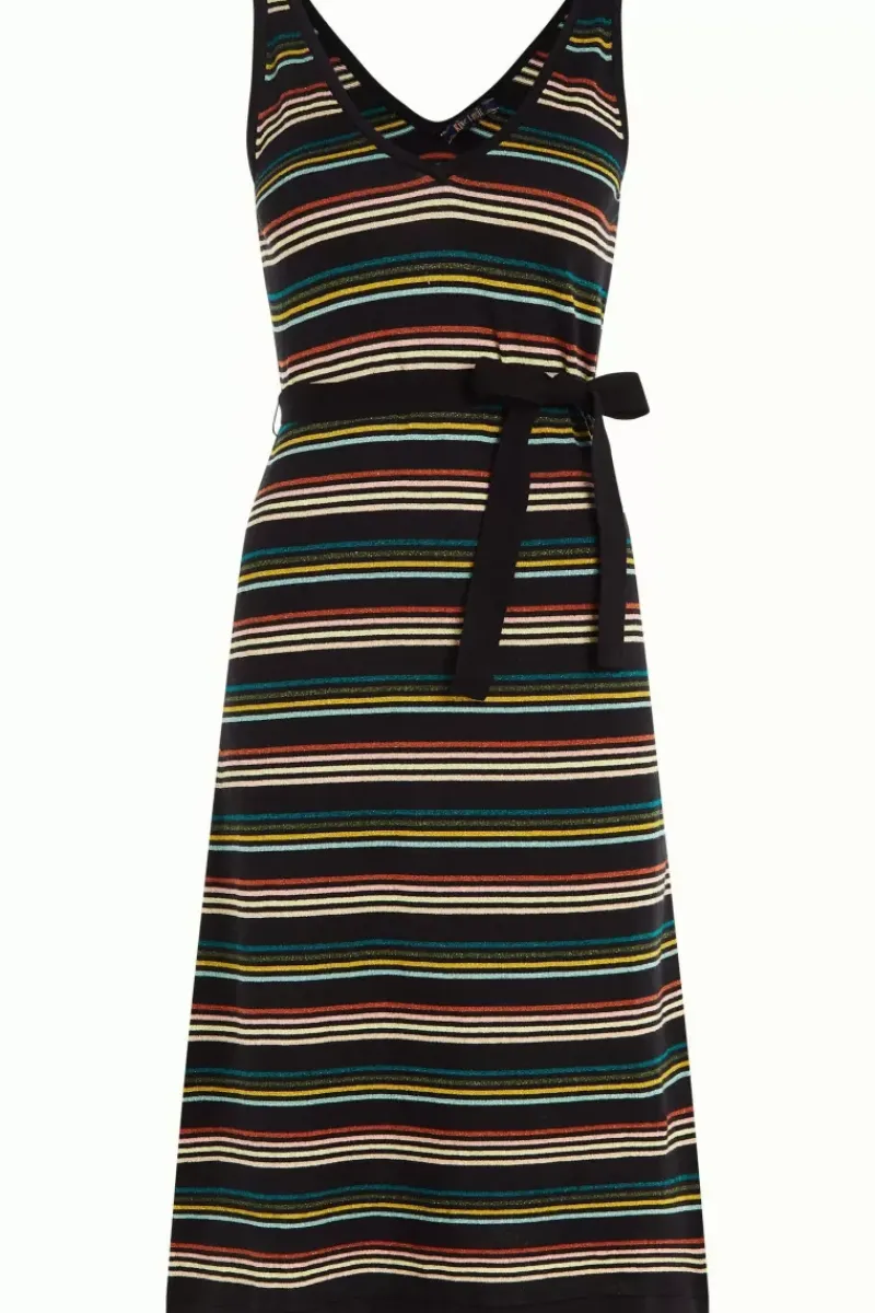 King Louie Jurken<Deep V Knit Dress Riera Stripe Black
