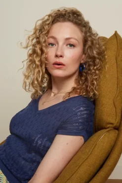 King Louie Tops & Shirts<Deep V Top Mateo Nuit Blue