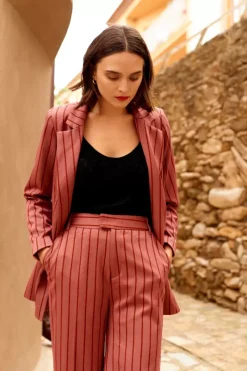 King Louie Jassen & Blazers<Dinah Blazer Cubano Stripe Velvet Pink