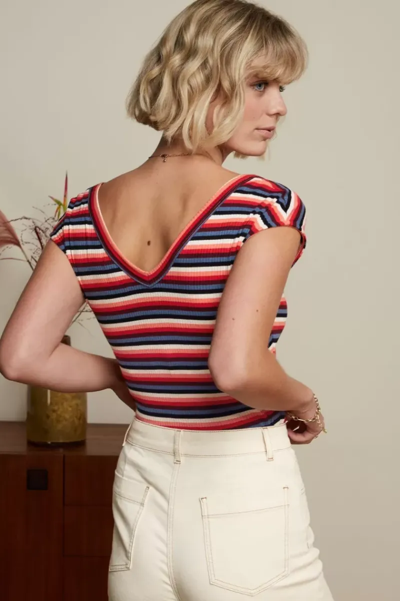 King Louie Tops & Shirts<Double V Top Ocra Stripe Poppy Red