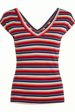 King Louie Tops & Shirts<Double V Top Ocra Stripe Poppy Red