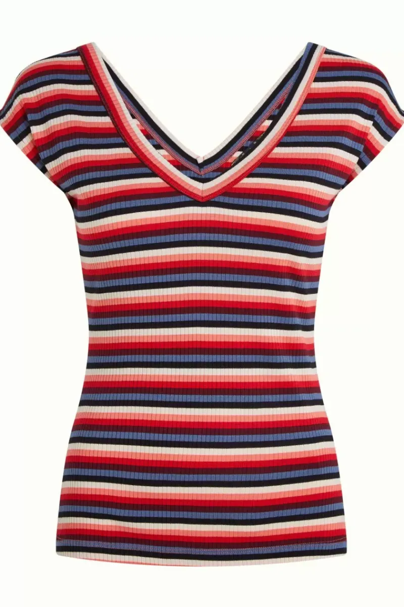 King Louie Tops & Shirts<Double V Top Ocra Stripe Poppy Red
