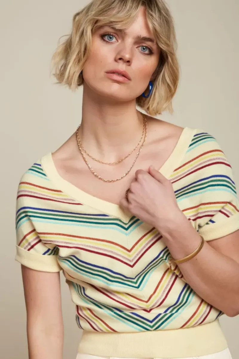 King Louie Tops & Shirts<Double V Top Riera Stripe Cream