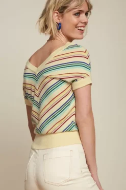 King Louie Tops & Shirts<Double V Top Riera Stripe Cream