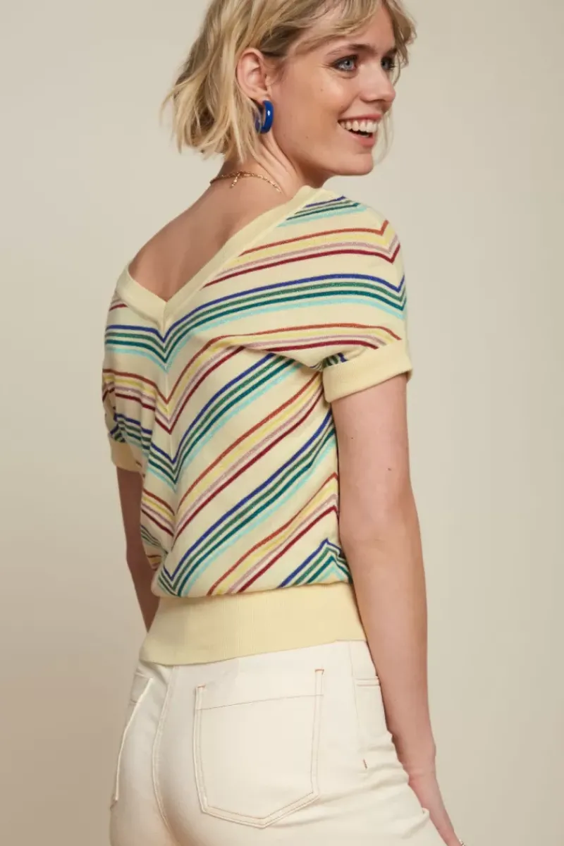 King Louie Tops & Shirts<Double V Top Riera Stripe Cream