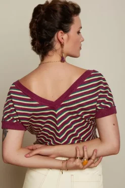 King Louie Tops & Shirts<Double V Top Ruiz Stripe Beaujolais Red