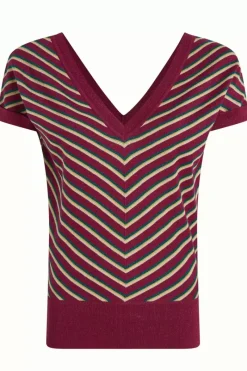 King Louie Tops & Shirts<Double V Top Ruiz Stripe Beaujolais Red