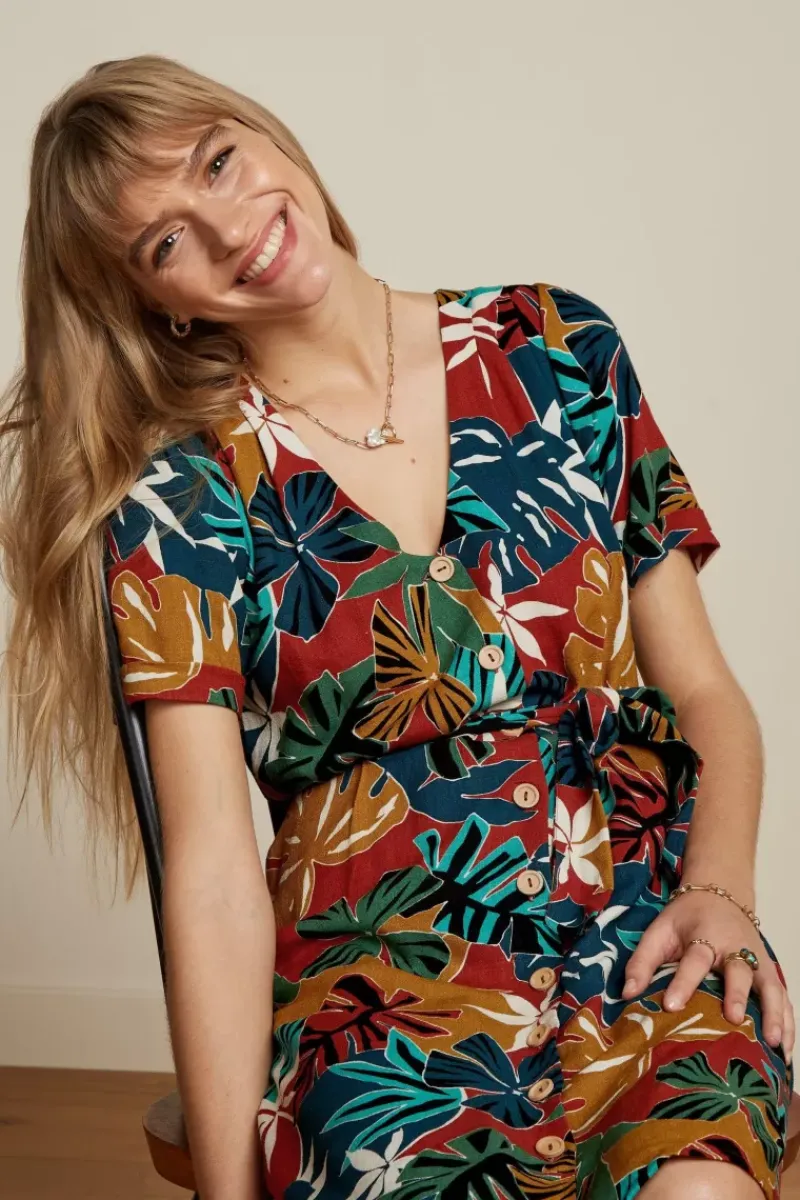King Louie Jurken<Edie Short Dress Moca Rio Red