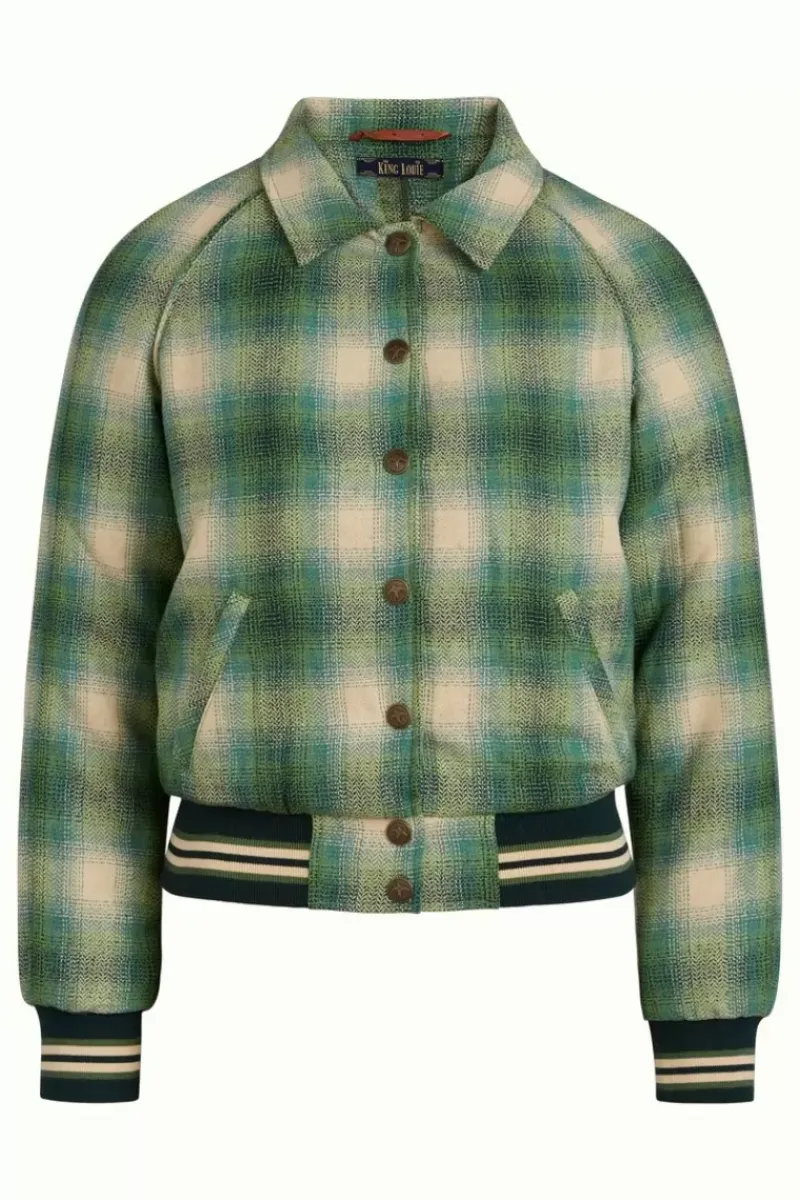 King Louie Jassen & Blazers<Ella Baseball Jacket Cruz Check Pine Green