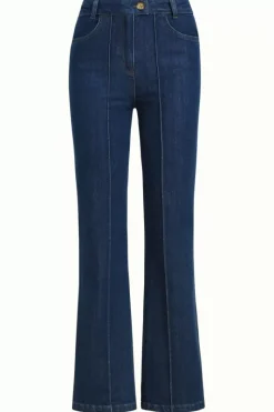 King Louie Broeken<Ella Pintuck Pants Golden Denim Indigo Blue
