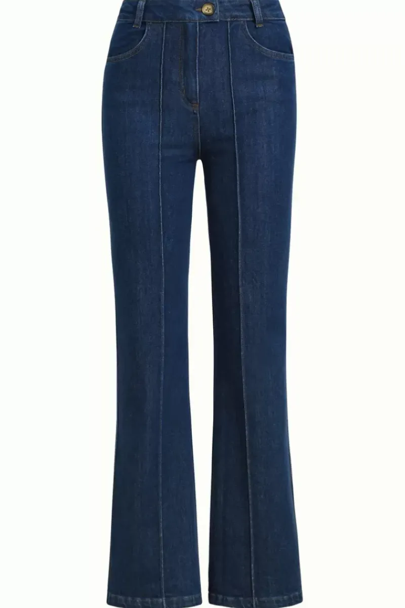 King Louie Broeken<Ella Pintuck Pants Golden Denim Indigo Blue