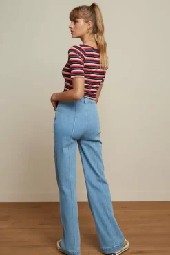 King Louie Broeken<Ella Pintuck Pants Strata Denim Heaven Blue