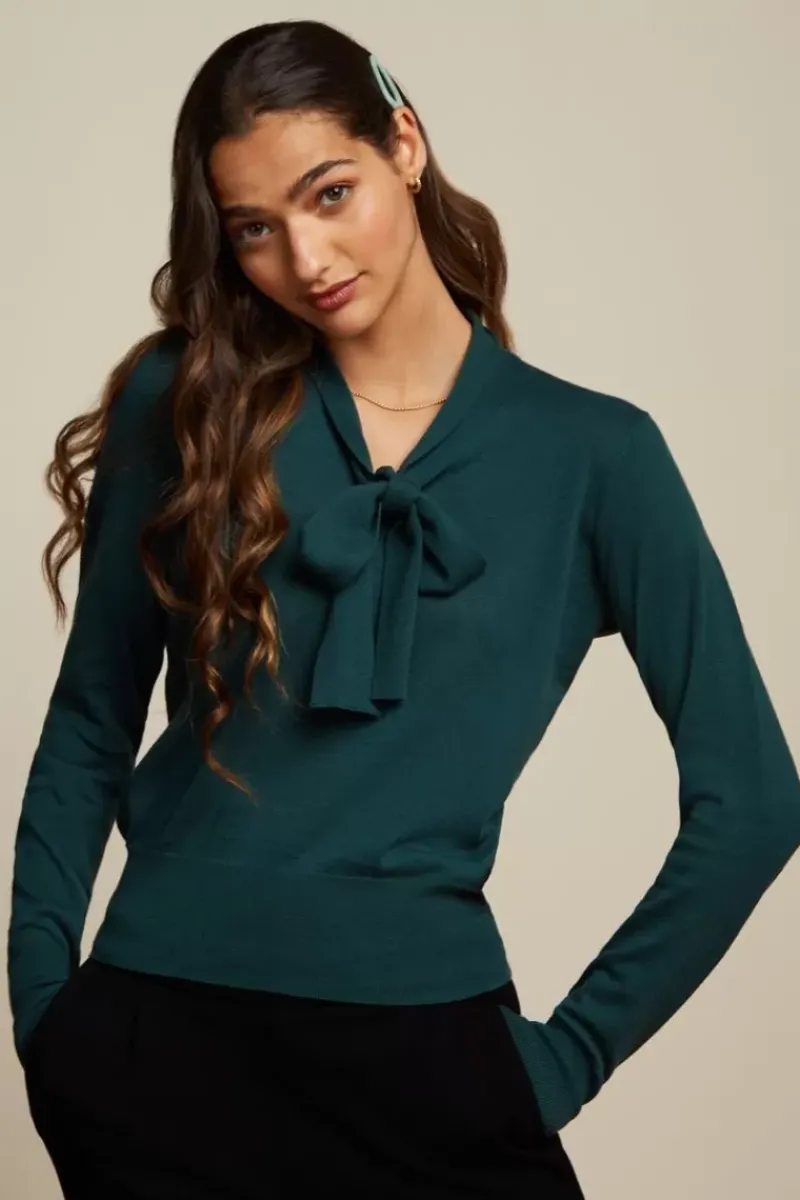 King Louie Truien<Ellen Bow Top Cottonclub Pine Green