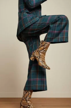 King Louie Broeken<Fintan Pants Dinkle Check Deep Teal
