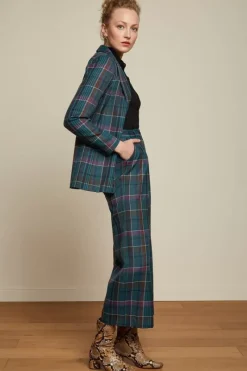 King Louie Broeken<Fintan Pants Dinkle Check Deep Teal