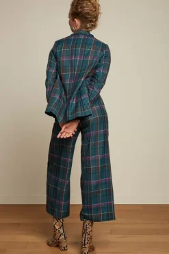 King Louie Broeken<Fintan Pants Dinkle Check Deep Teal
