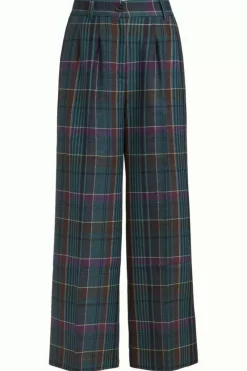King Louie Broeken<Fintan Pants Dinkle Check Deep Teal